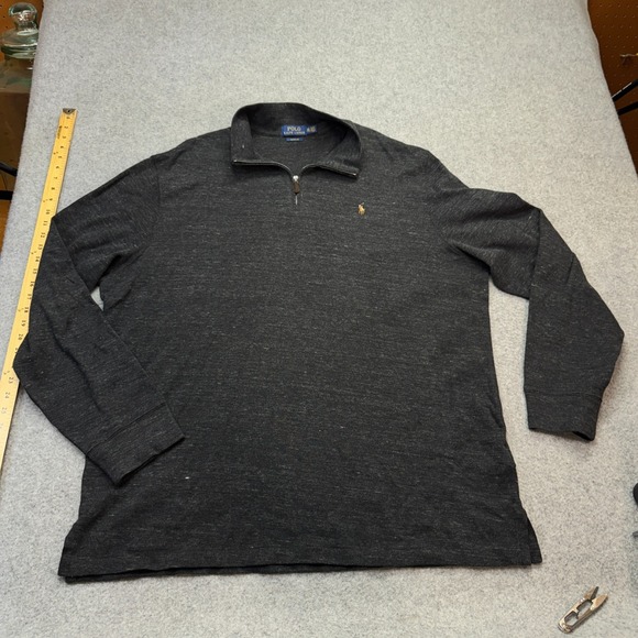 Polo Ralph Lauren Men's XXL Estate Rib Quarter Zip Pullover Sweater Dark Gray - Picture 1 of 9